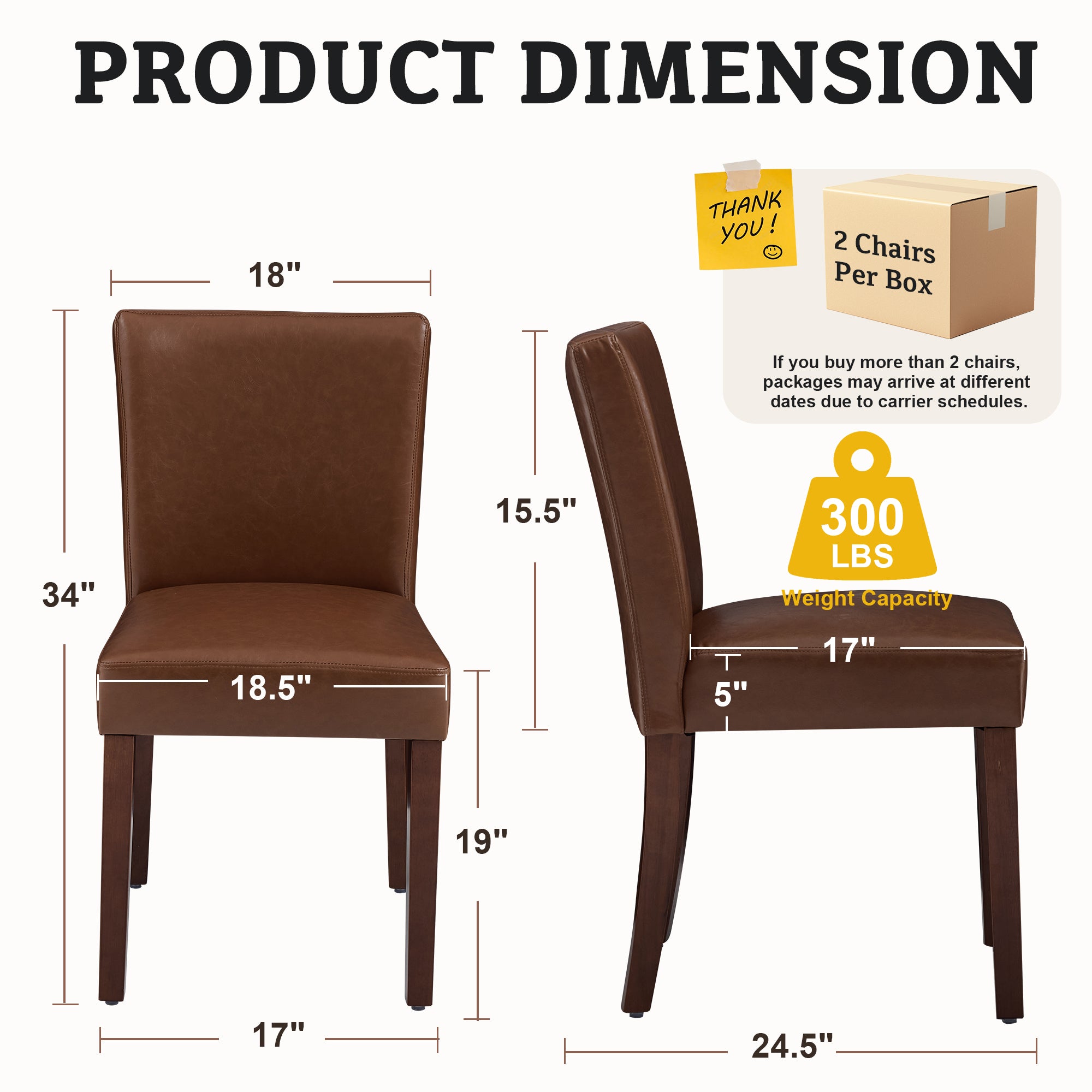 Drlovely Modern High-Back Dining Chairs with Rubberwood Legs