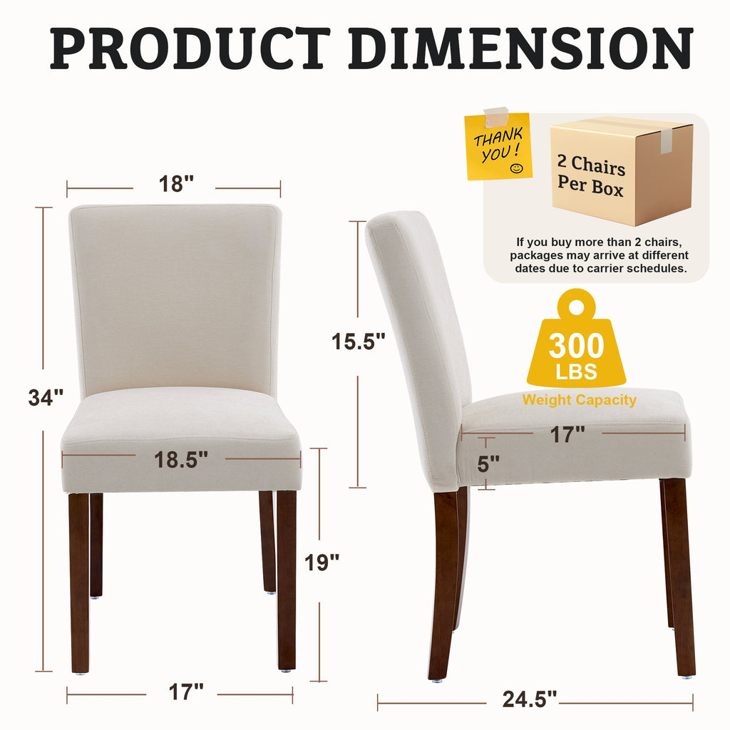 Drlovely Modern High-Back Dining Chairs with Rubberwood Legs