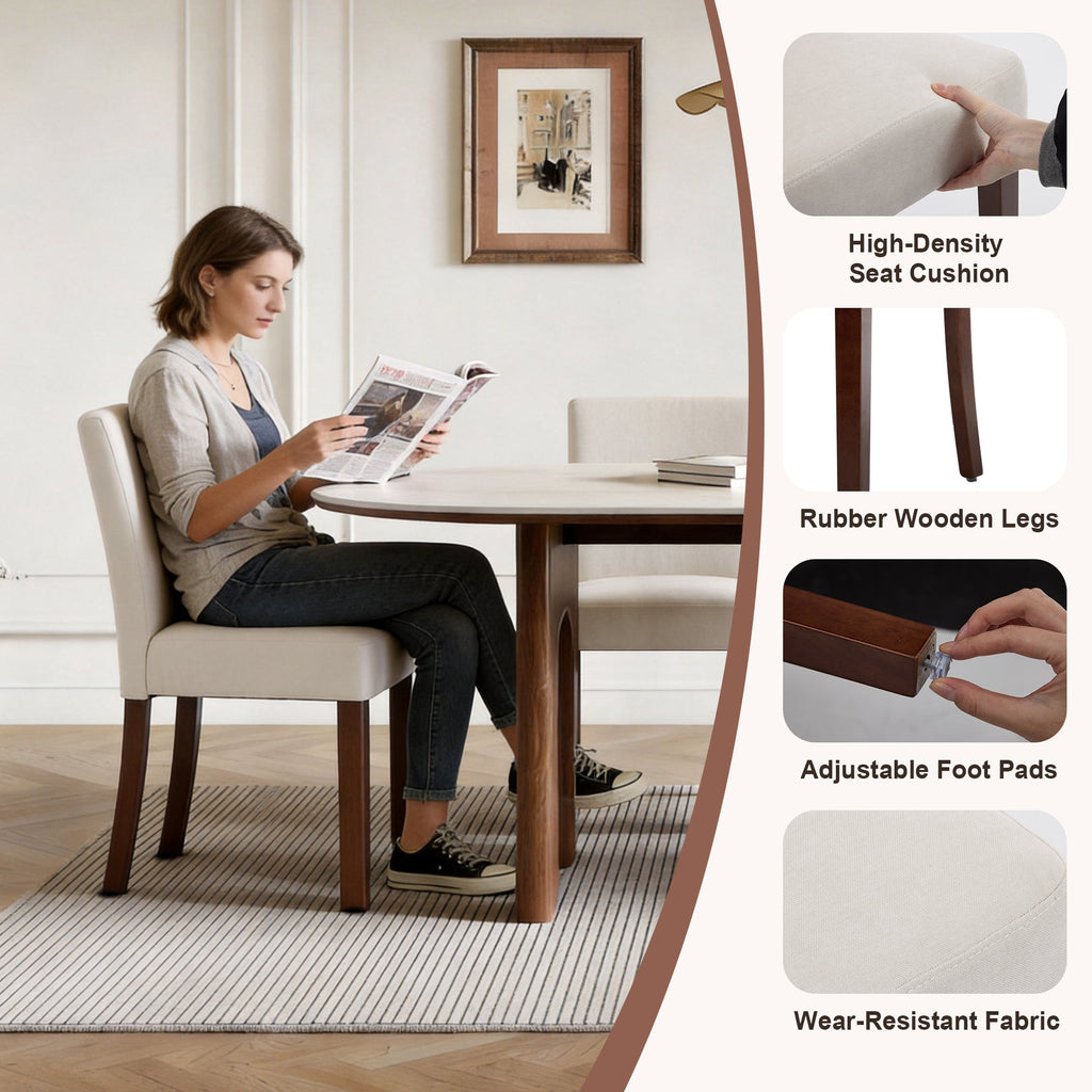 Drlovely Modern High-Back Dining Chairs with Rubberwood Legs