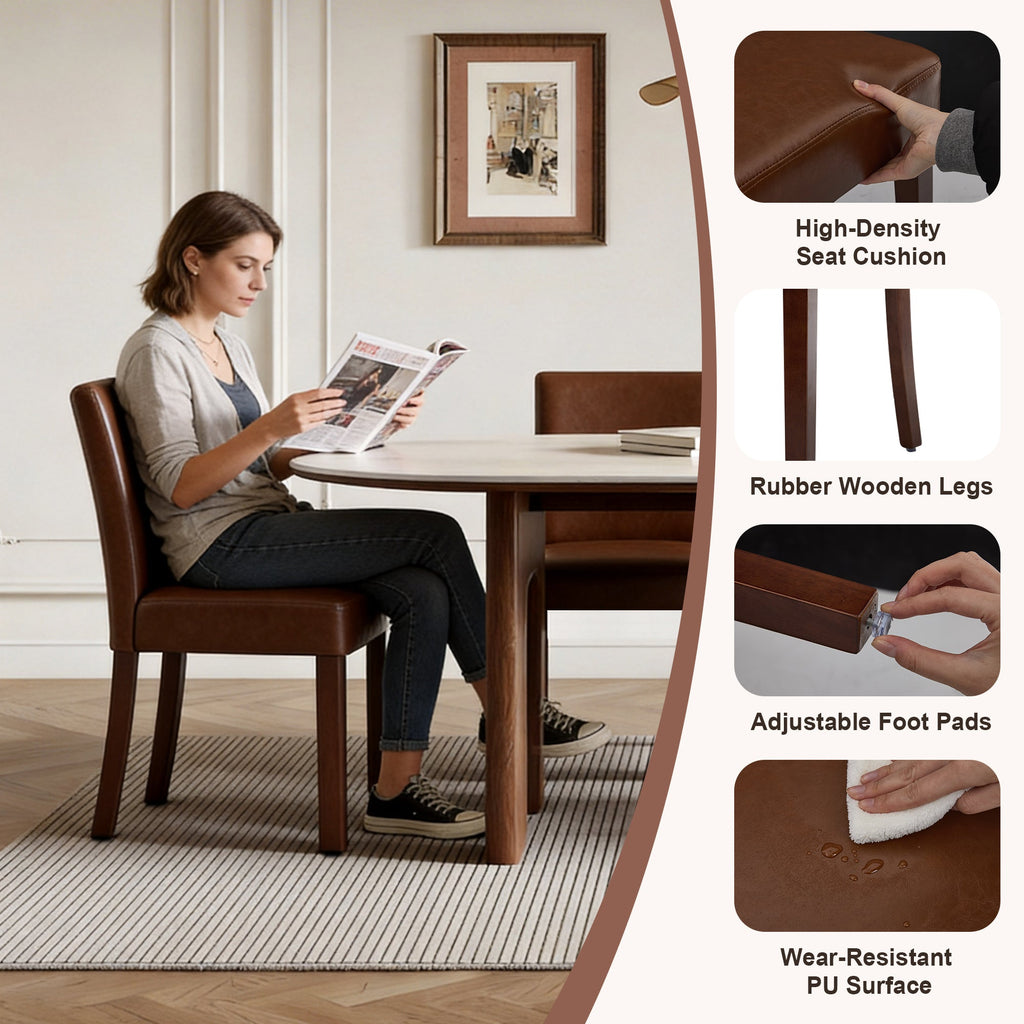 Drlovely Modern High-Back Dining Chairs with Rubberwood Legs