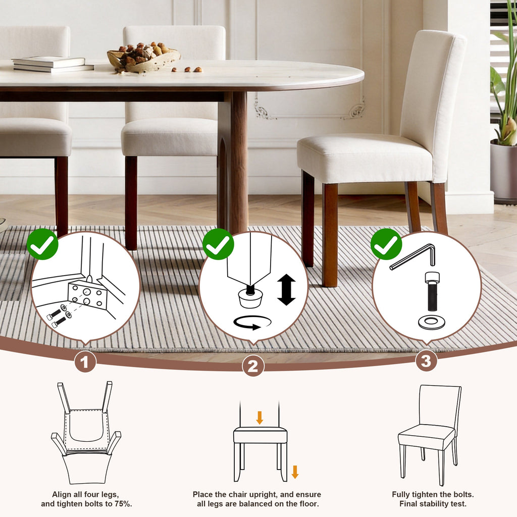 Drlovely Modern High-Back Dining Chairs with Rubberwood Legs