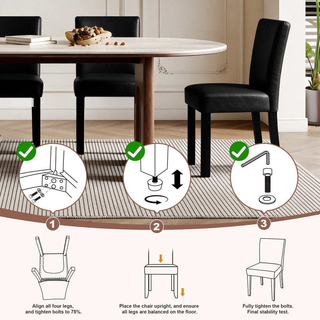 Drlovely Modern High-Back Dining Chairs with Rubberwood Legs