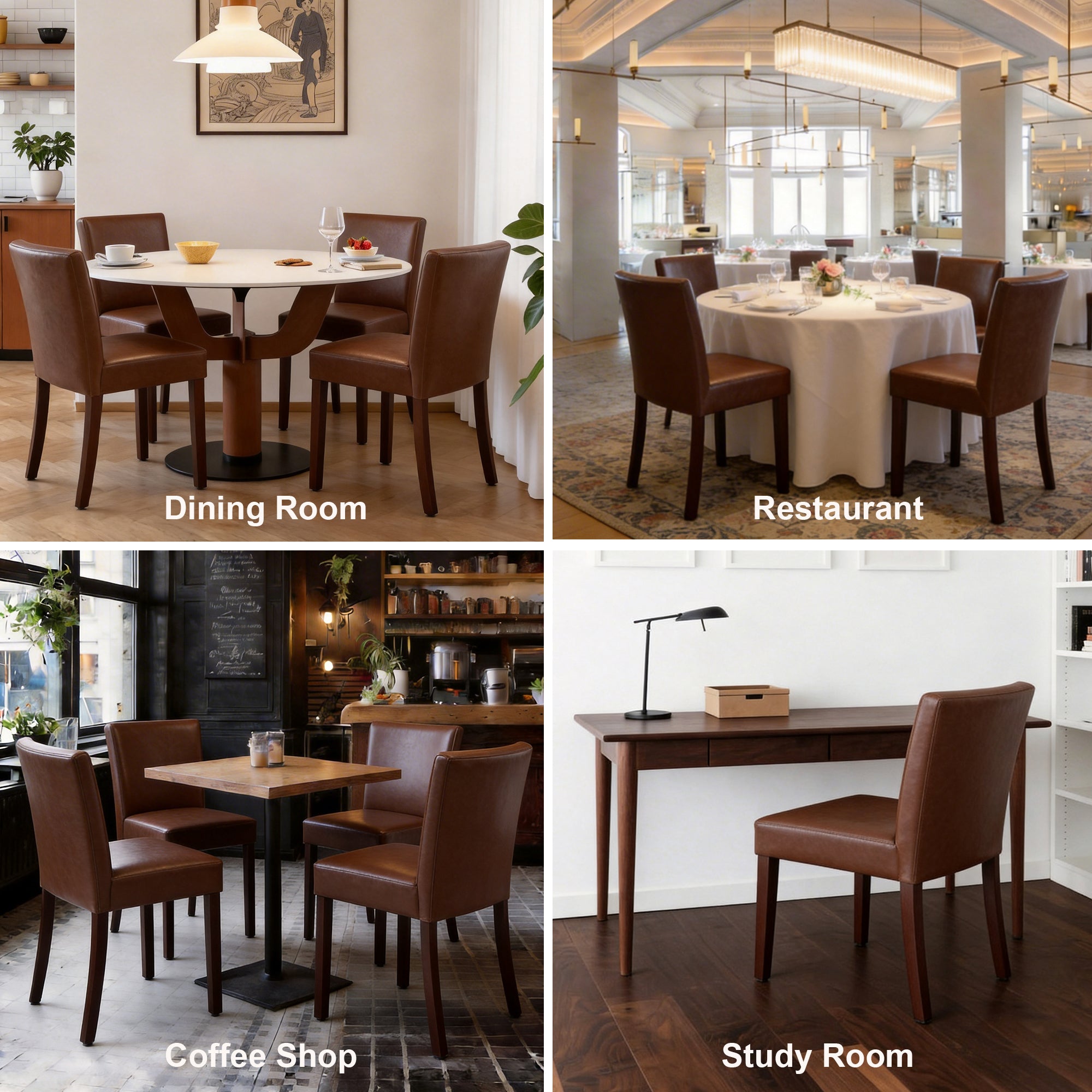 Drlovely Modern High-Back Dining Chairs with Rubberwood Legs