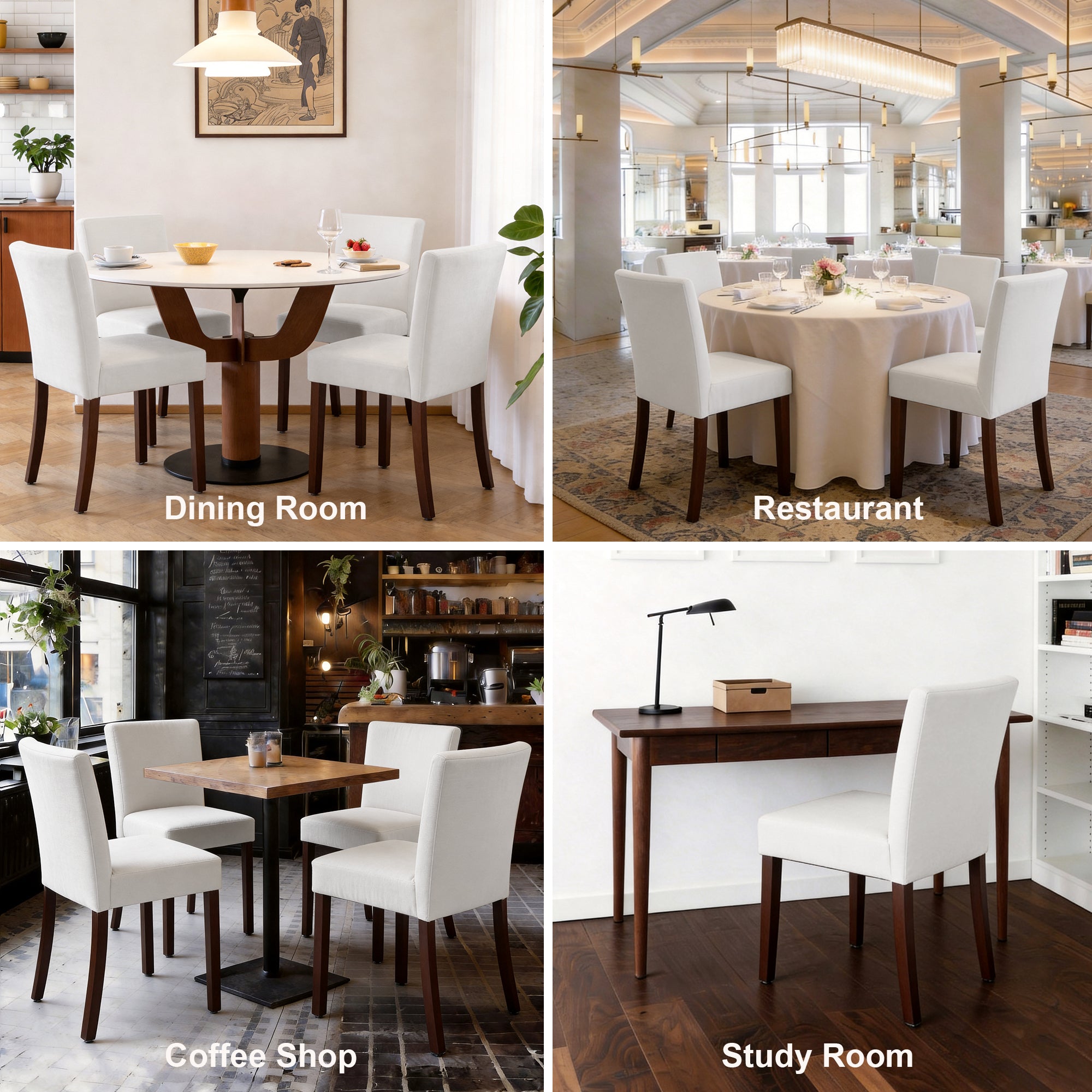 Drlovely Modern High-Back Dining Chairs with Rubberwood Legs
