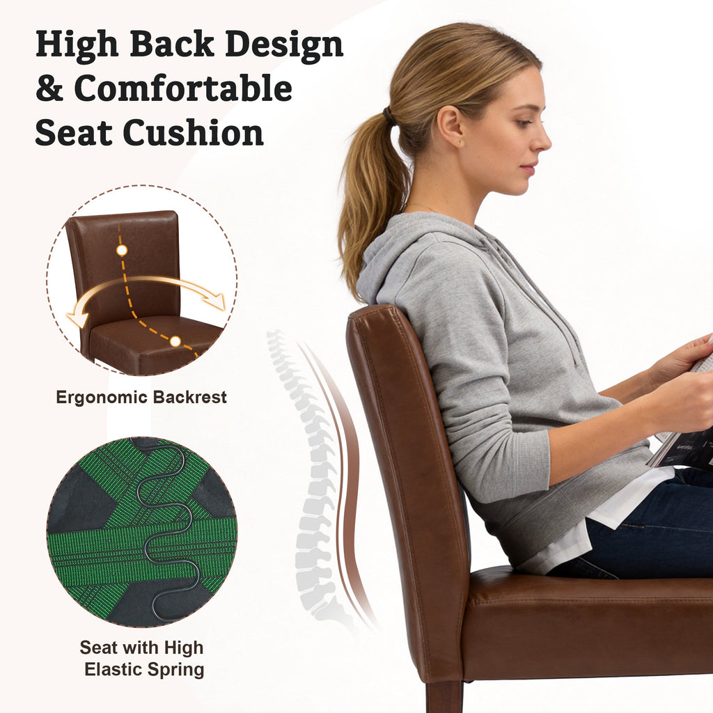 Drlovely Modern High-Back Dining Chairs with Rubberwood Legs