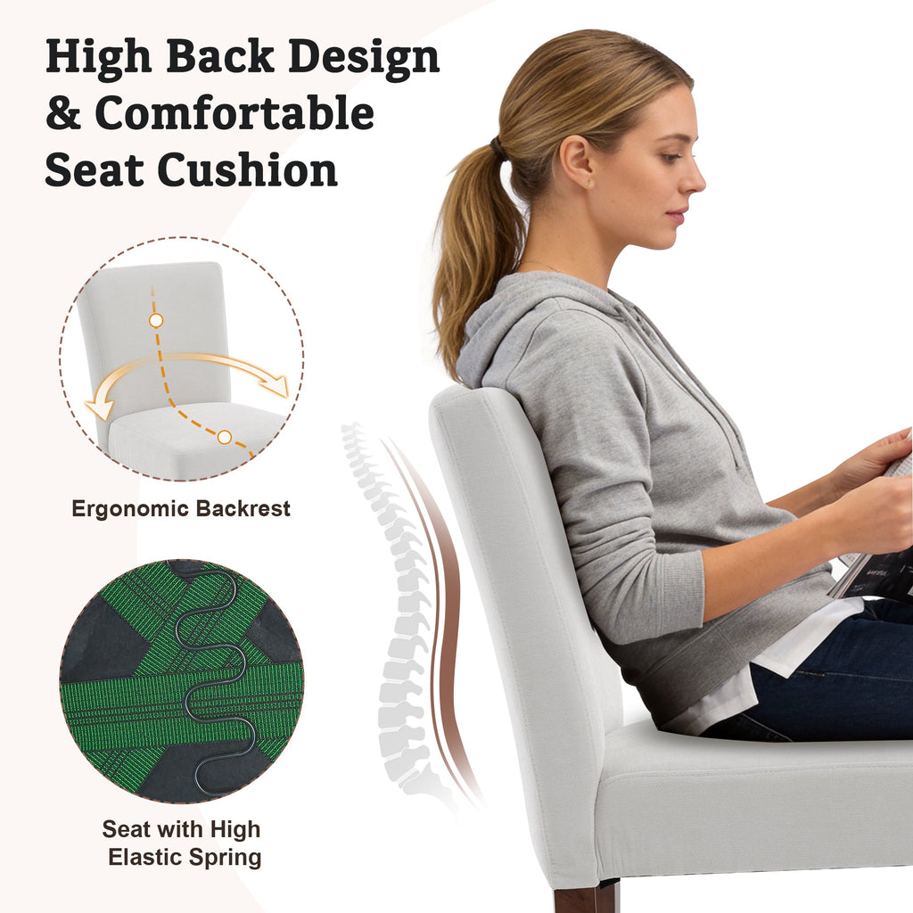 Drlovely Modern High-Back Dining Chairs with Rubberwood Legs
