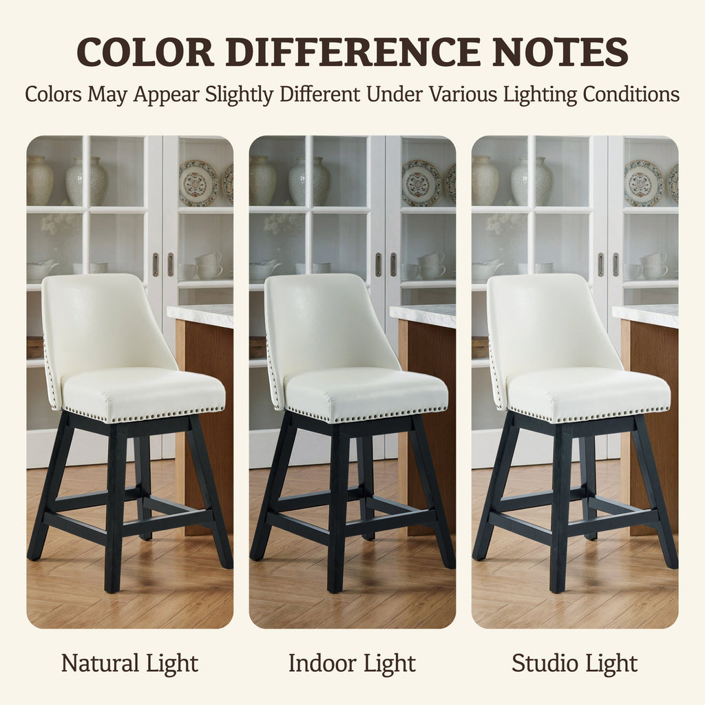 Drlovely Modern 360° Swivel Bar Stools with Faux Leather Upholstery