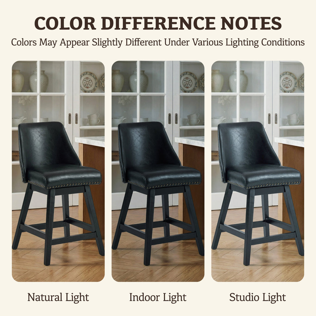 Drlovely Modern 360° Swivel Bar Stools with Faux Leather Upholstery
