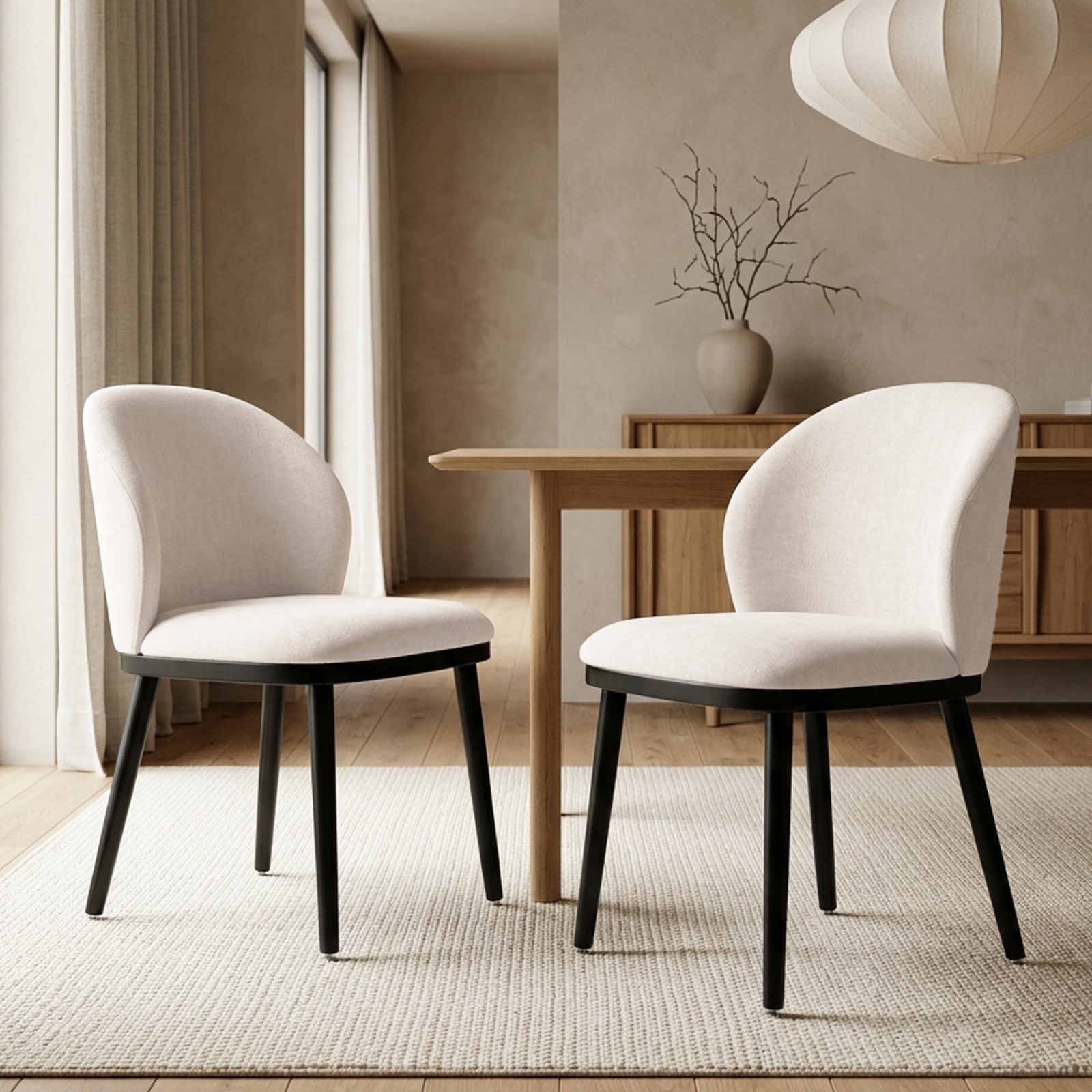 Drlovely Modern Armless Dining Chairs with Solid Wood Frame & Chenille Upholstery