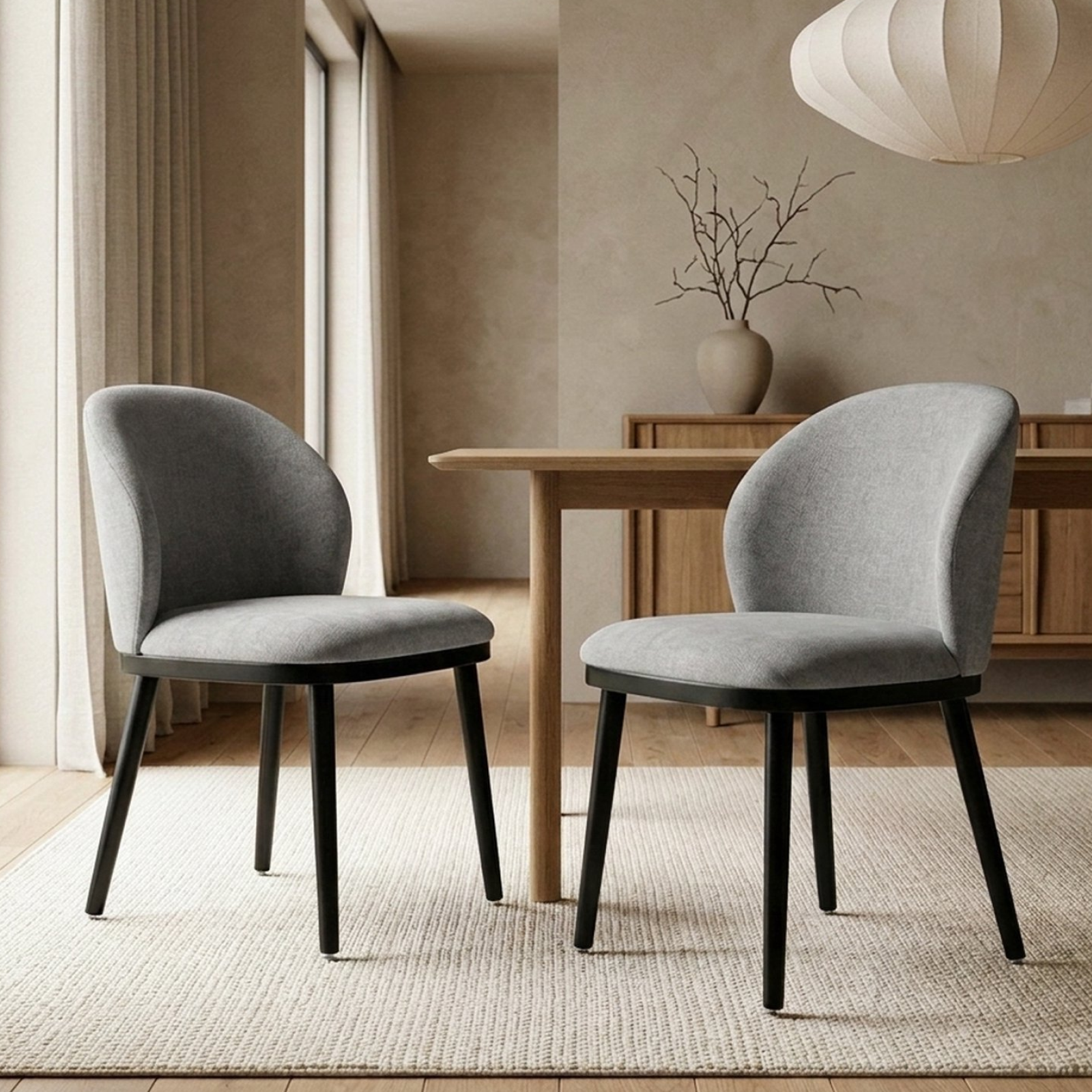 Drlovely Modern Armless Dining Chairs with Solid Wood Frame & Chenille Upholstery