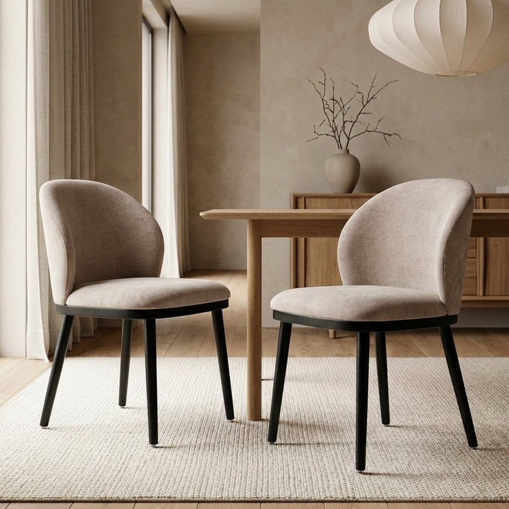 Drlovely Modern Armless Dining Chairs with Solid Wood Frame & Chenille Upholstery