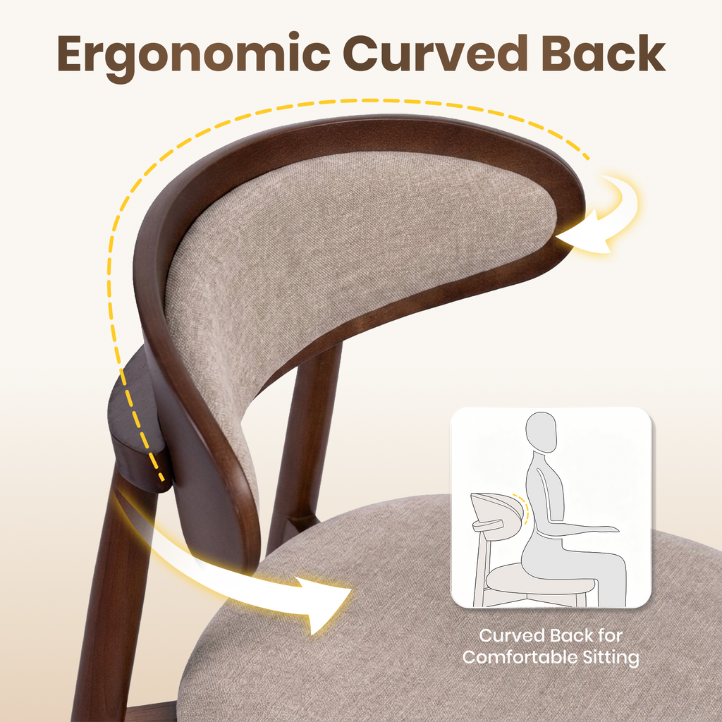Drlovely Mid-Century Oval Back Side Chair Dining Chairs with Chenille Fabric & Rubberwood Legs