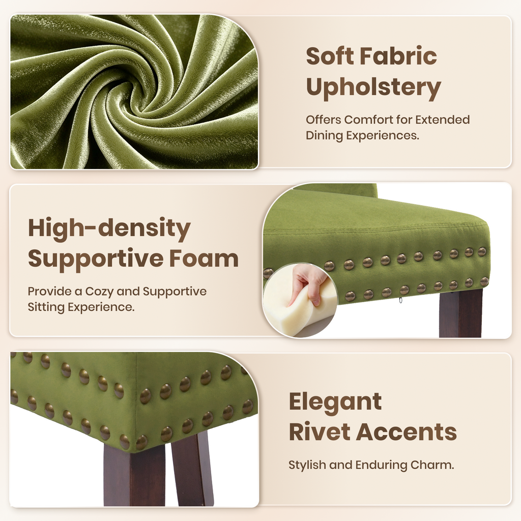 Drlovely Mid-Century Modern Upholstered Dining Chairs with Rubberwood Legs & Nailhead Trim