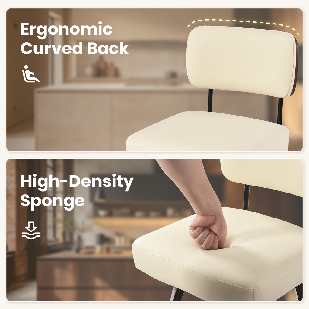 Drlovely Modern PU Swivel Bar Stools with Solid Wood Legs & Ergonomic Backrest