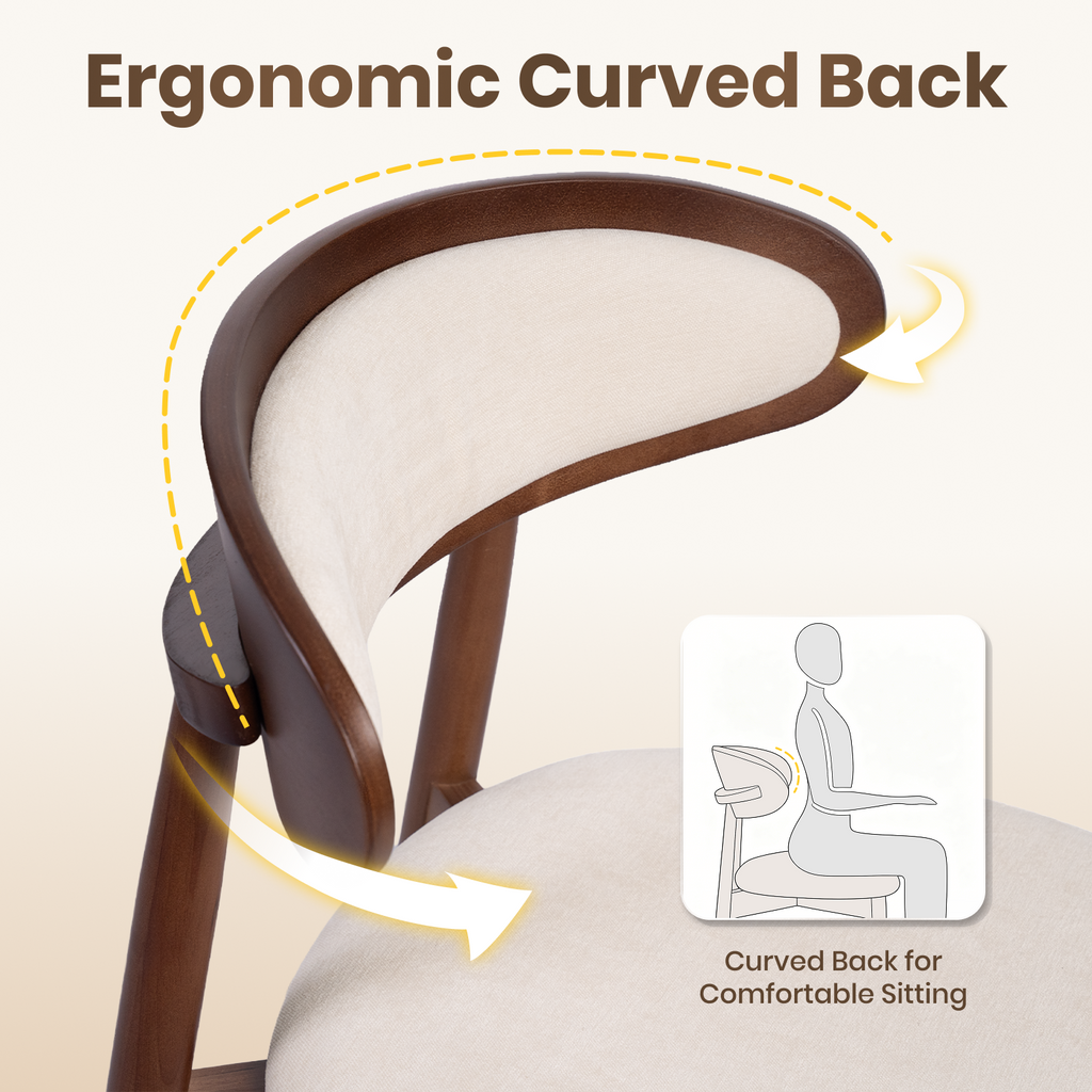 Drlovely Mid-Century Oval Back Side Chair Dining Chairs with Chenille Fabric & Rubberwood Legs