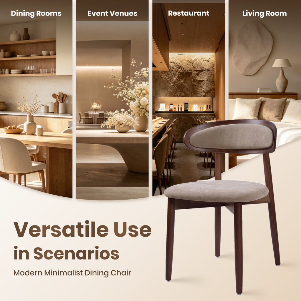 Drlovely Mid-Century Oval Back Side Chair Dining Chairs with Chenille Fabric & Rubberwood Legs