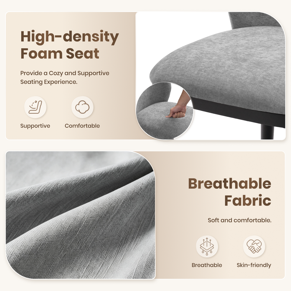 Drlovely Modern Armless Dining Chairs with Solid Wood Frame & Chenille Upholstery