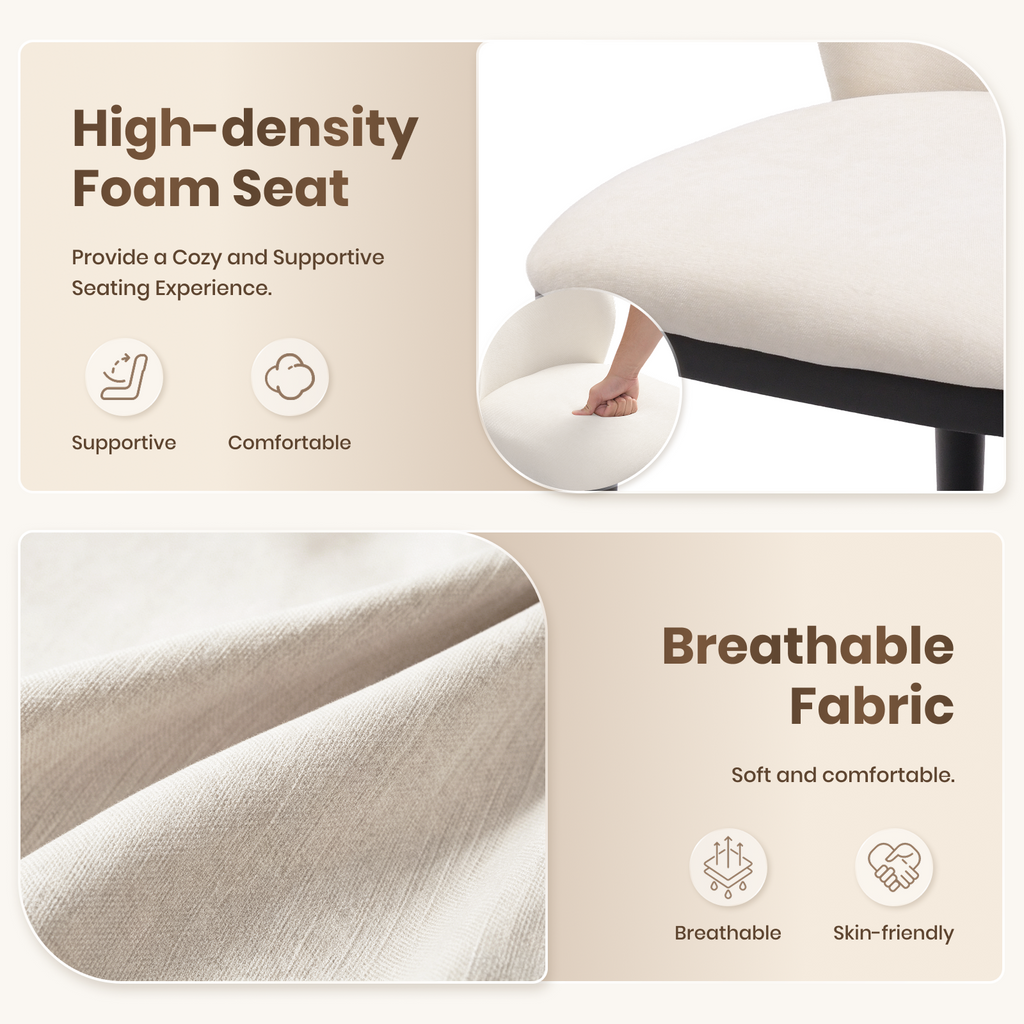 Drlovely Modern Armless Dining Chairs with Solid Wood Frame & Chenille Upholstery