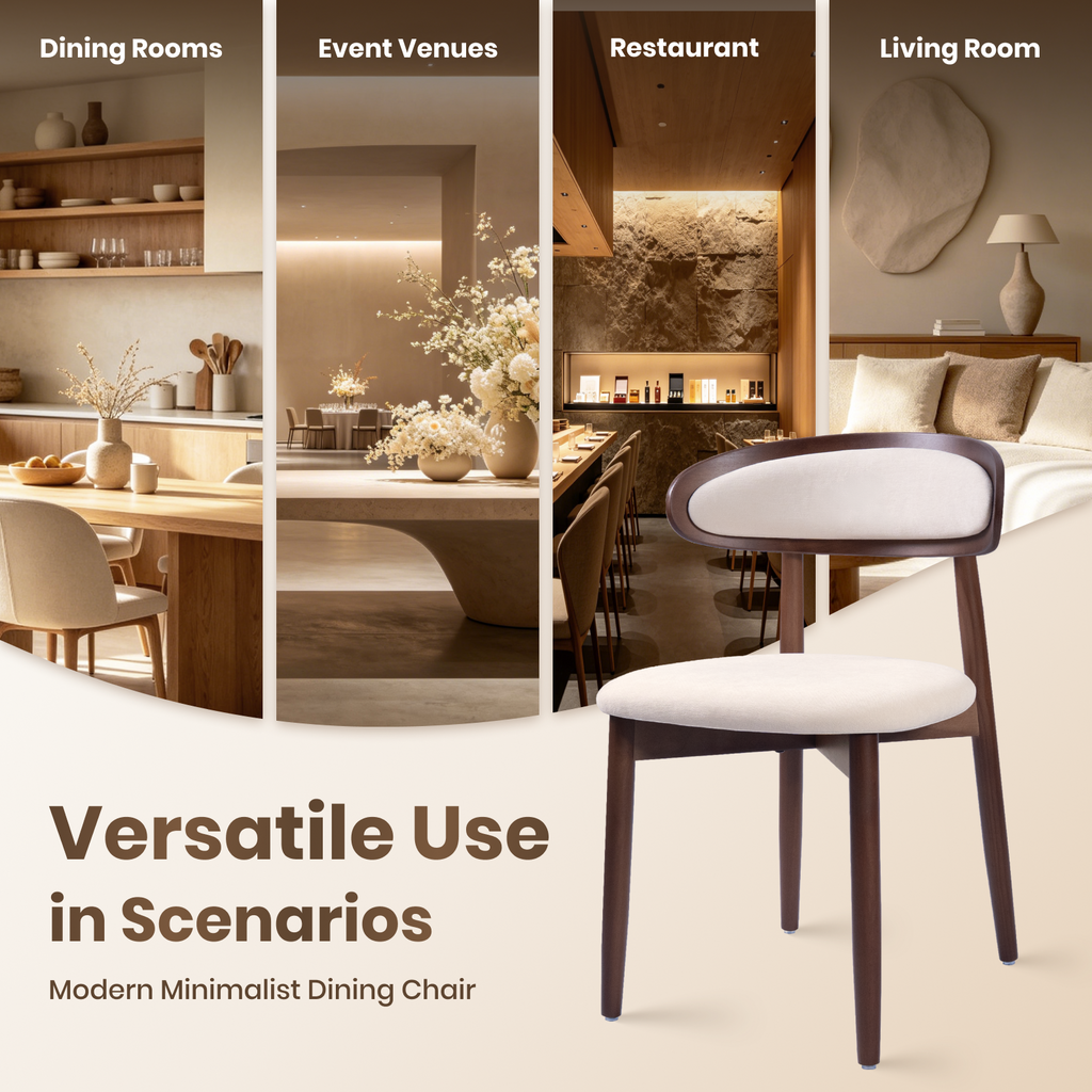 Drlovely Mid-Century Oval Back Side Chair Dining Chairs with Chenille Fabric & Rubberwood Legs