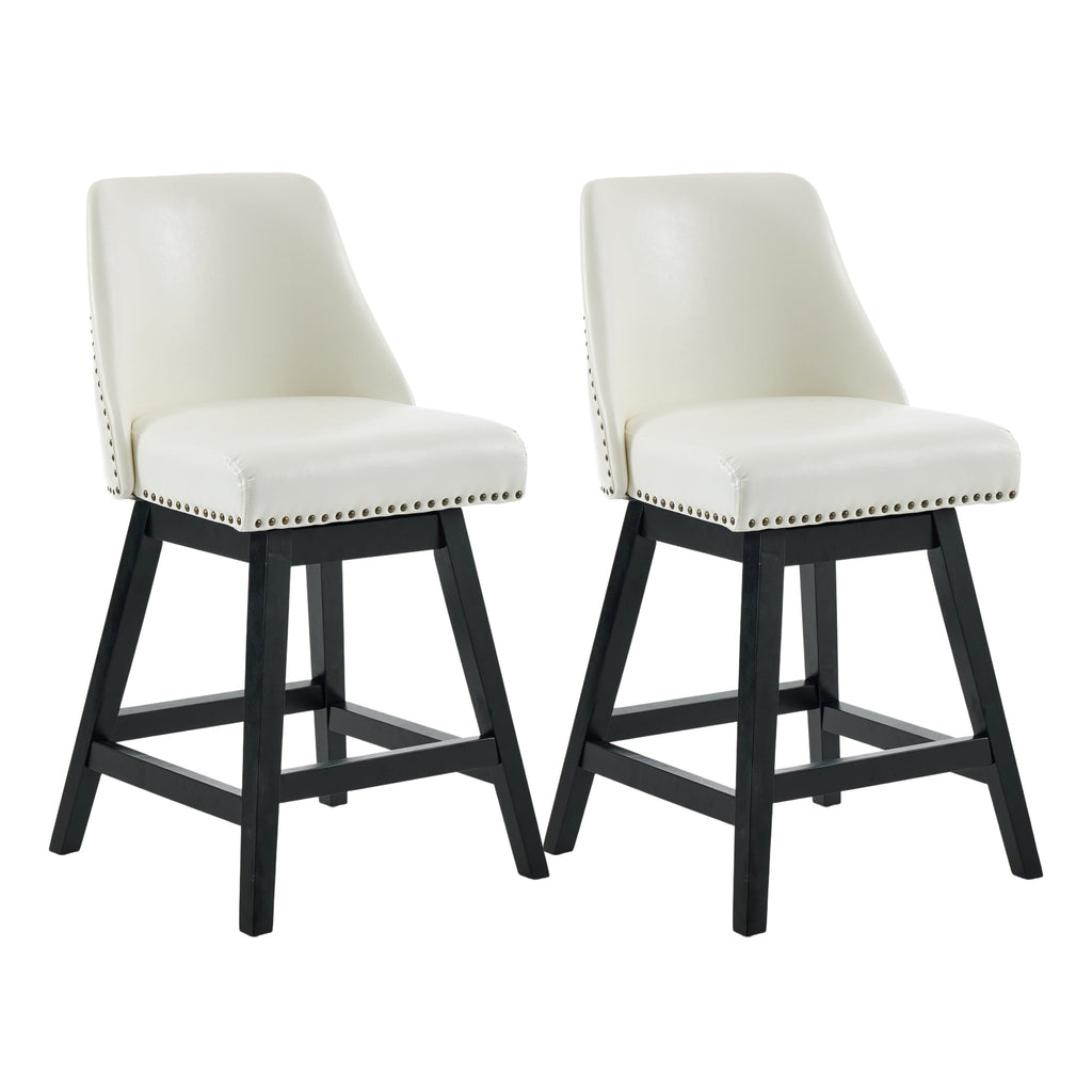 Drlovely Modern 360° Swivel Bar Stools with Faux Leather Upholstery