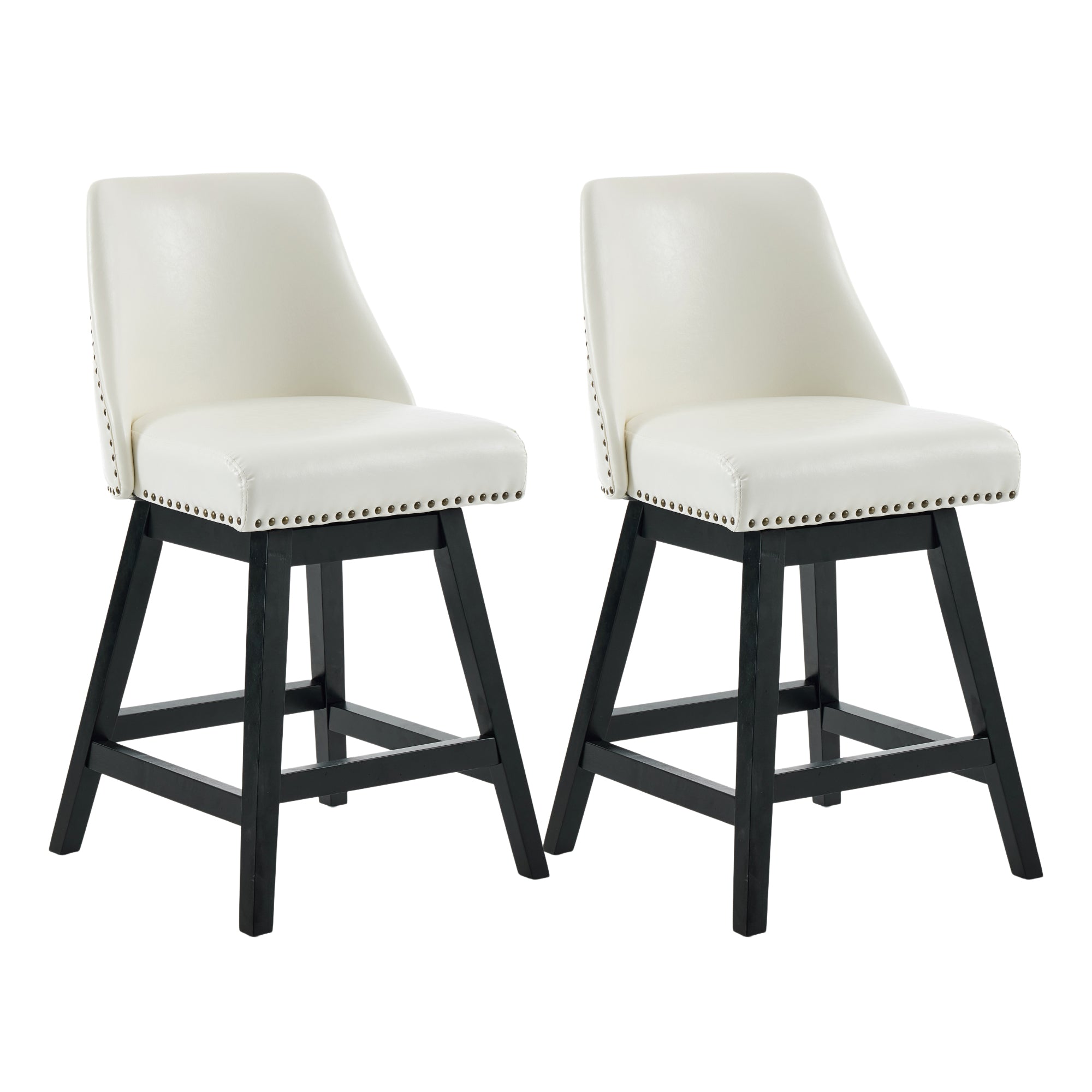 Drlovely Modern 360° Swivel Bar Stools with Faux Leather Upholstery