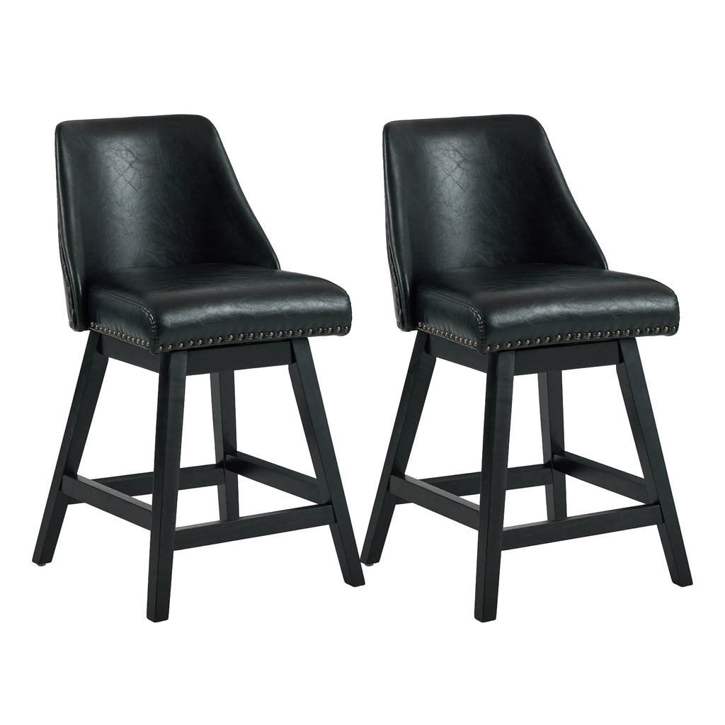 Drlovely Modern 360° Swivel Bar Stools with Faux Leather Upholstery