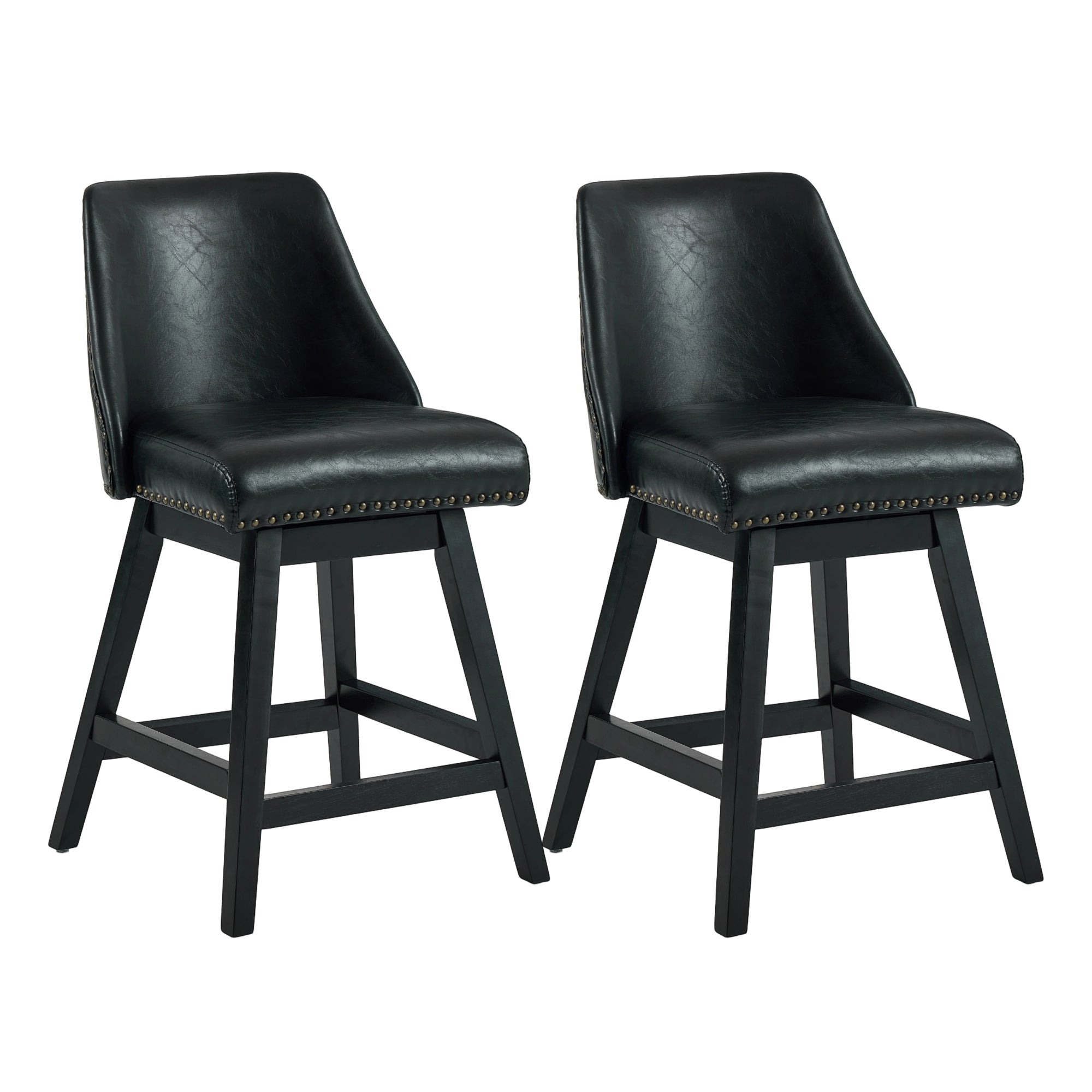 Drlovely Modern 360° Swivel Bar Stools with Faux Leather Upholstery