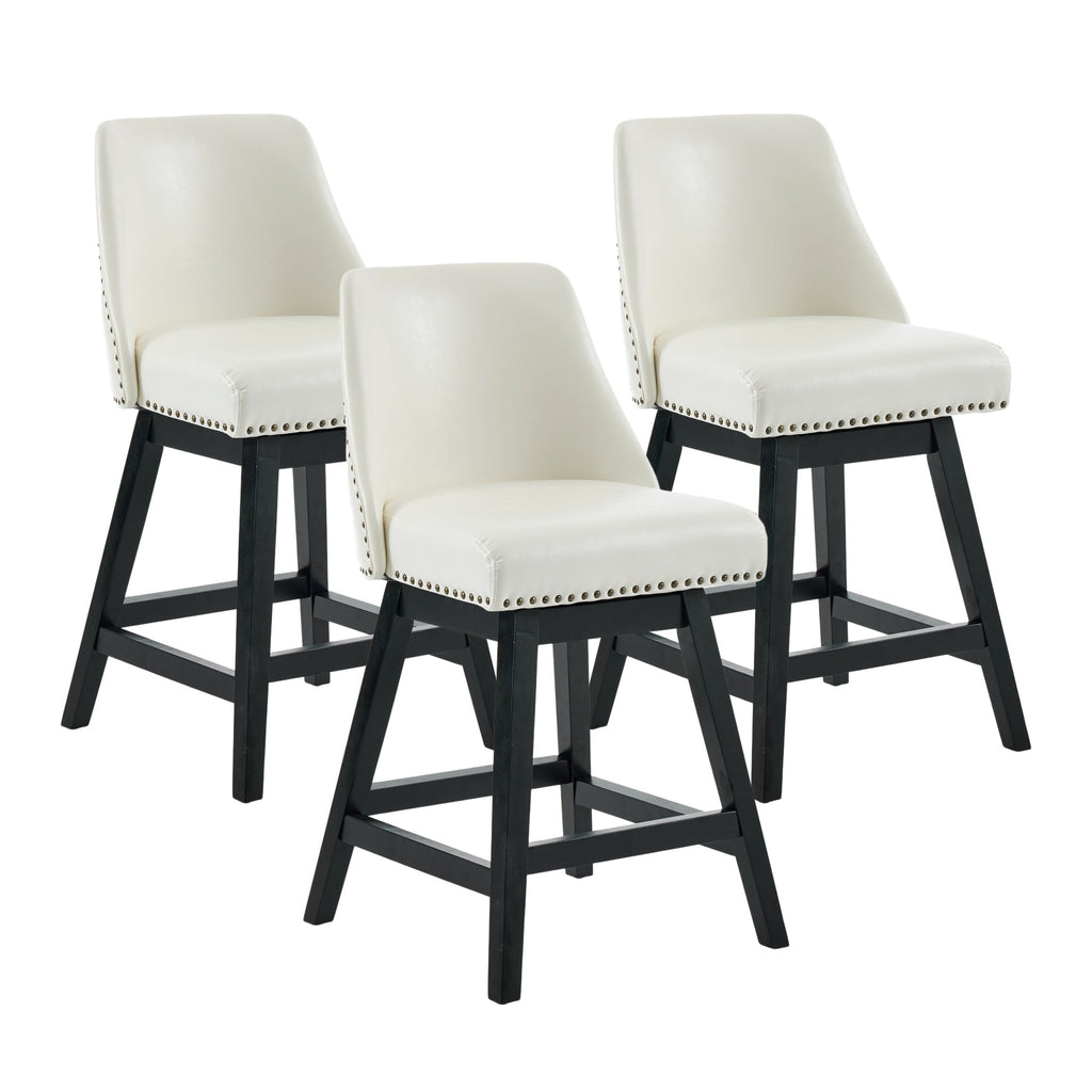 Drlovely Modern 360° Swivel Bar Stools with Faux Leather Upholstery