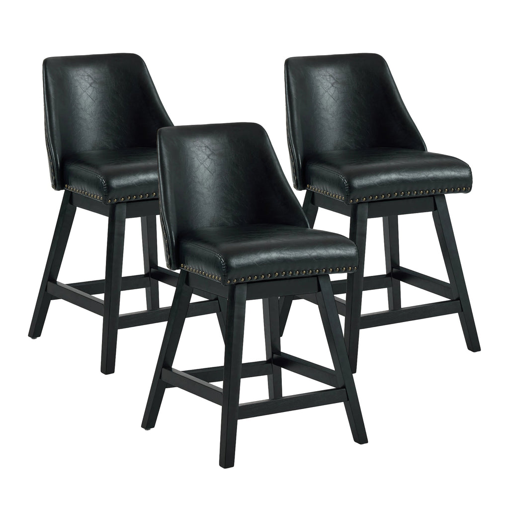 Drlovely Modern 360° Swivel Bar Stools with Faux Leather Upholstery
