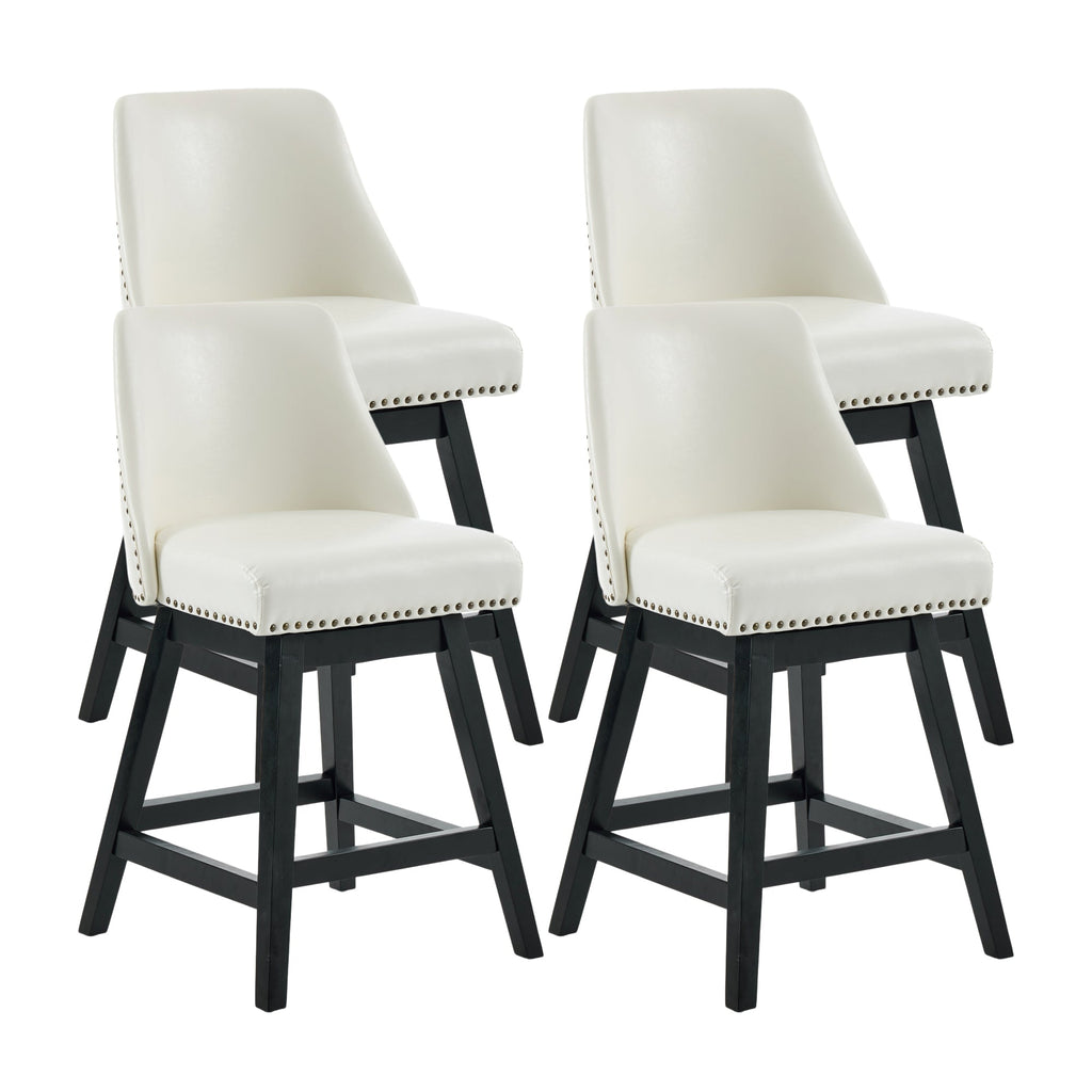 Drlovely Modern 360° Swivel Bar Stools with Faux Leather Upholstery