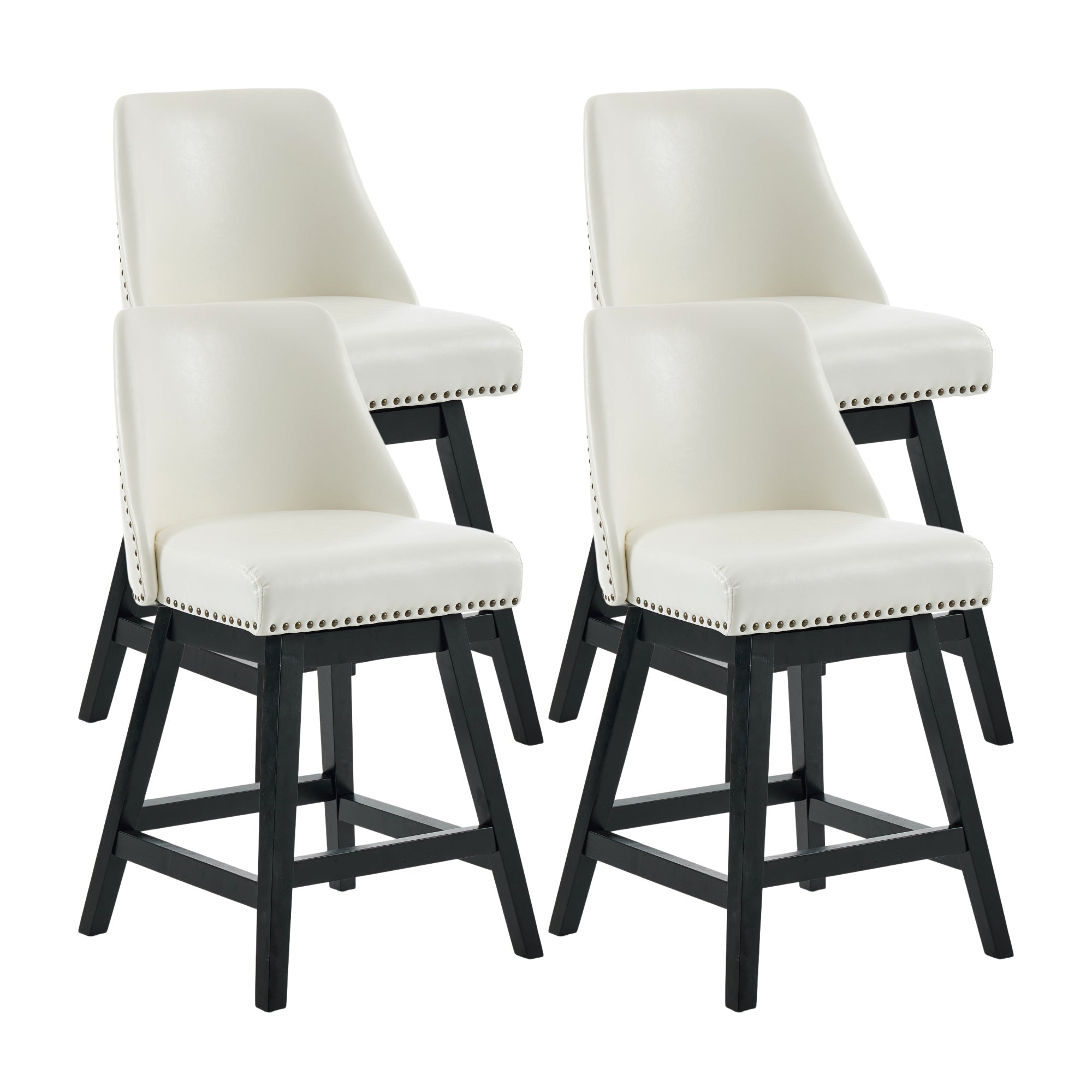 Drlovely Modern 360° Swivel Bar Stools with Faux Leather Upholstery