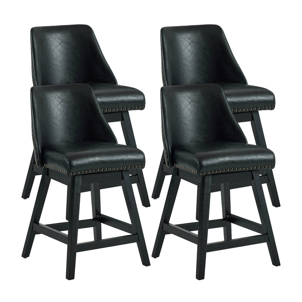 Drlovely Modern 360° Swivel Bar Stools with Faux Leather Upholstery