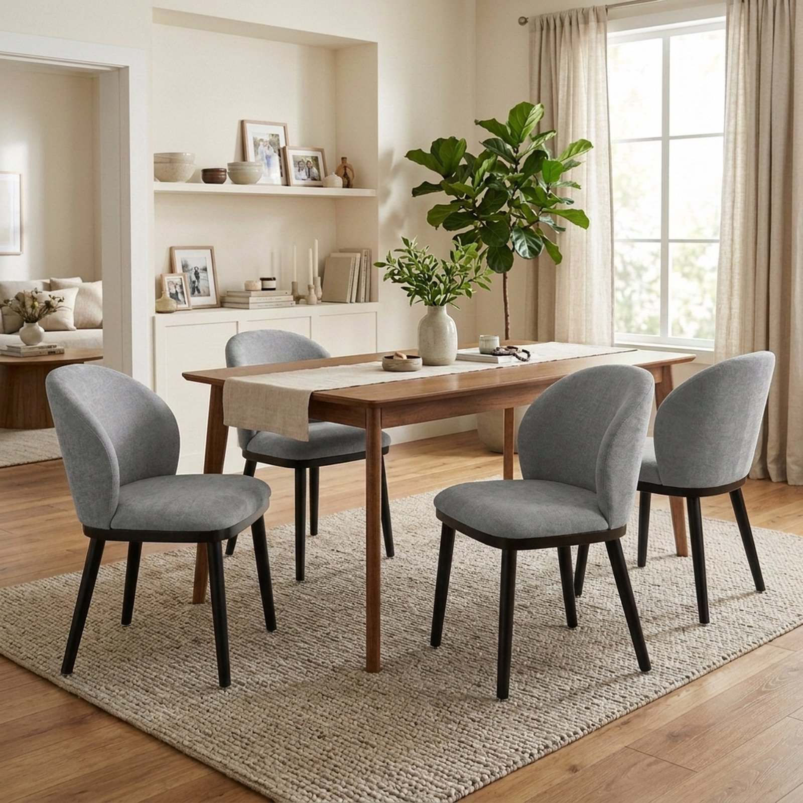 Drlovely Modern Armless Dining Chairs with Solid Wood Frame & Chenille Upholstery