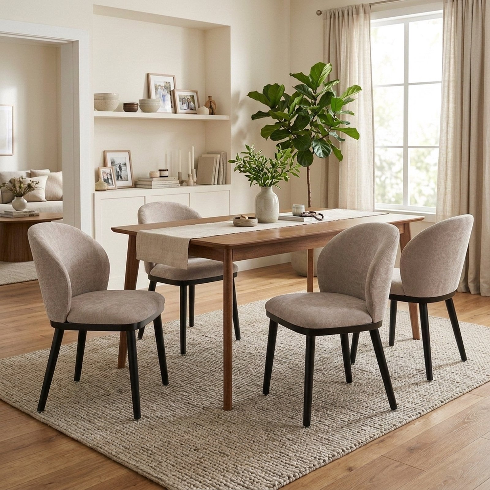 Drlovely Modern Armless Dining Chairs with Solid Wood Frame & Chenille Upholstery