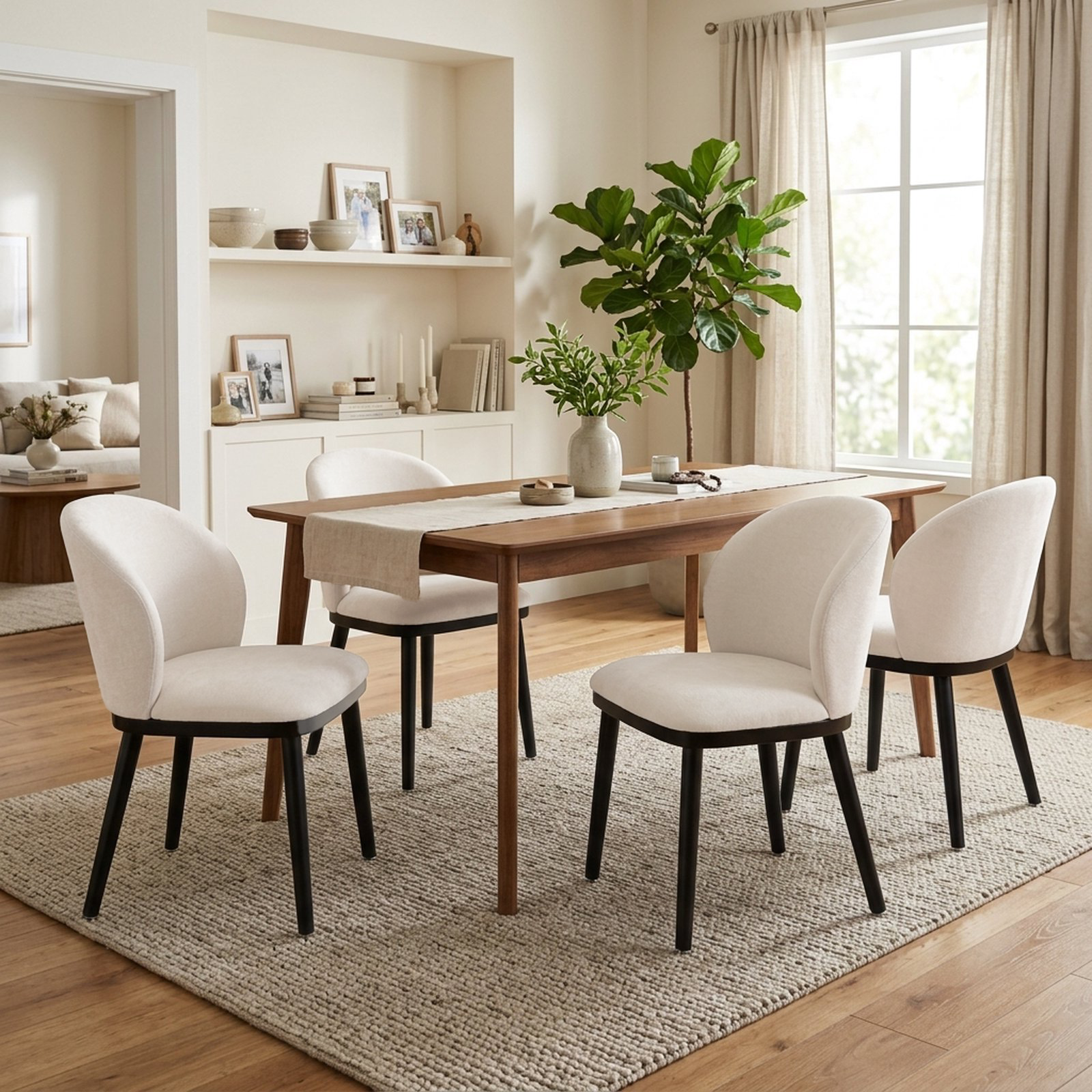 Drlovely Modern Armless Dining Chairs with Solid Wood Frame & Chenille Upholstery