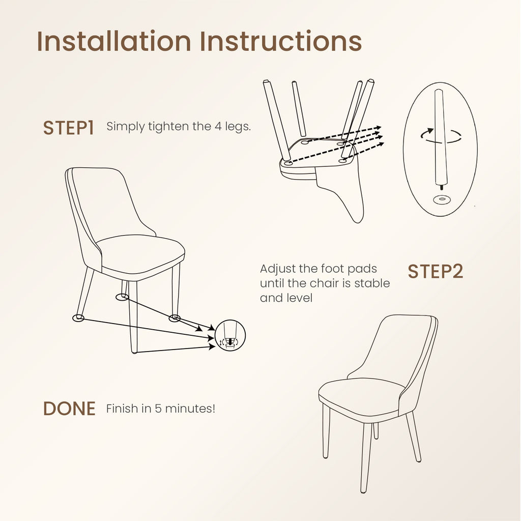 Drlovely Modern Soft Chenille Upholstered Side Chair Dining Chairs