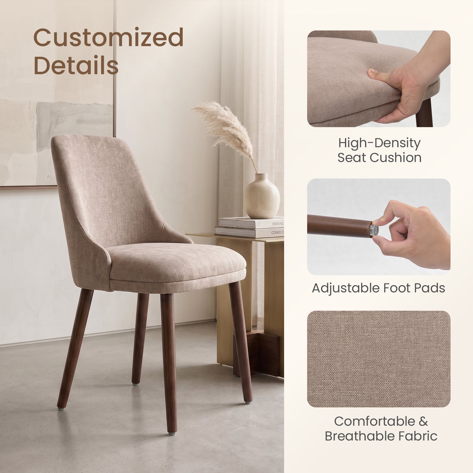 Drlovely Modern Soft Chenille Upholstered Side Chair Dining Chairs