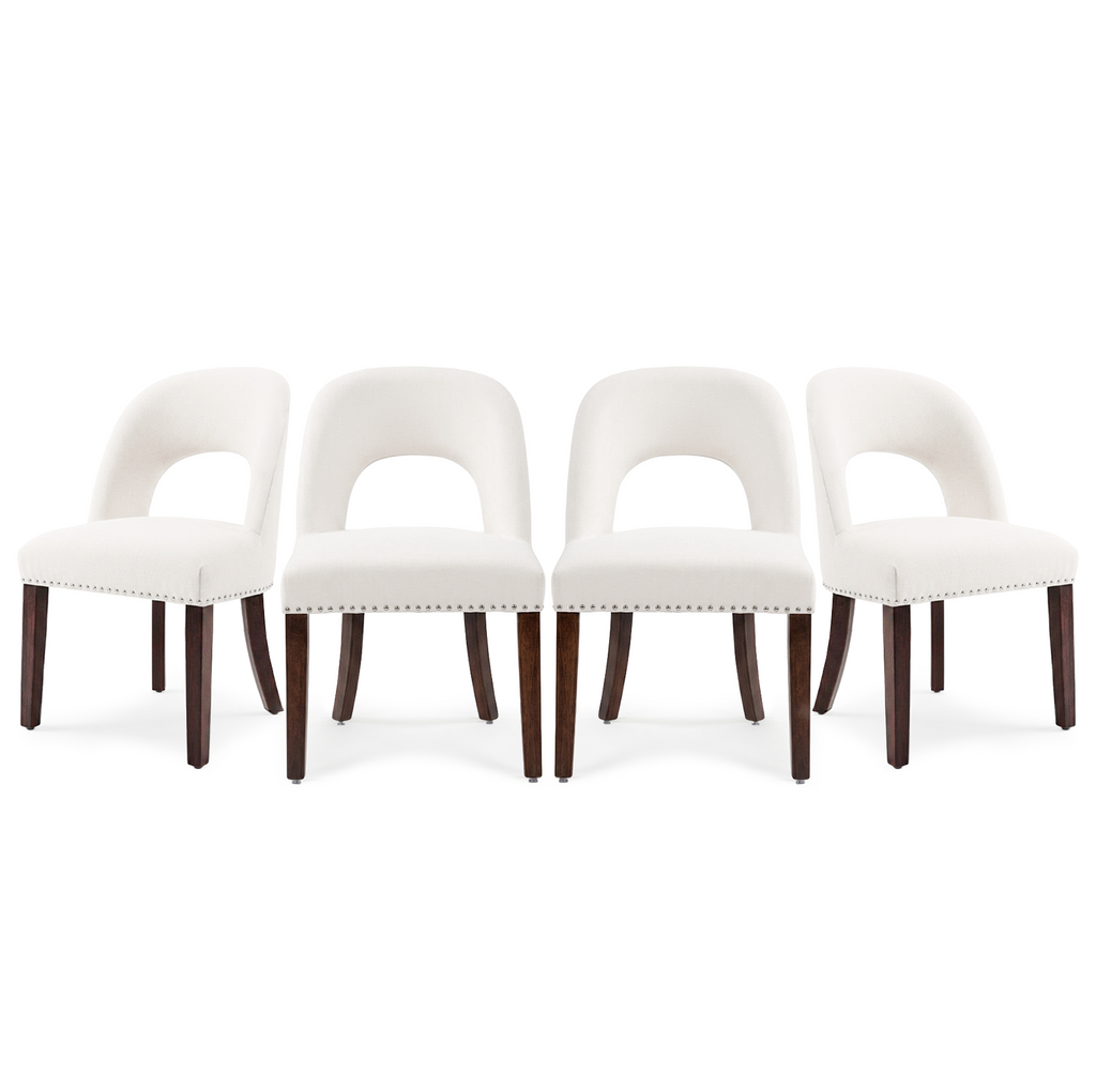 Drlovely Farmhouse Hollow Back Dining Chairs with Nailhead Trim & Rubberwood Legs
