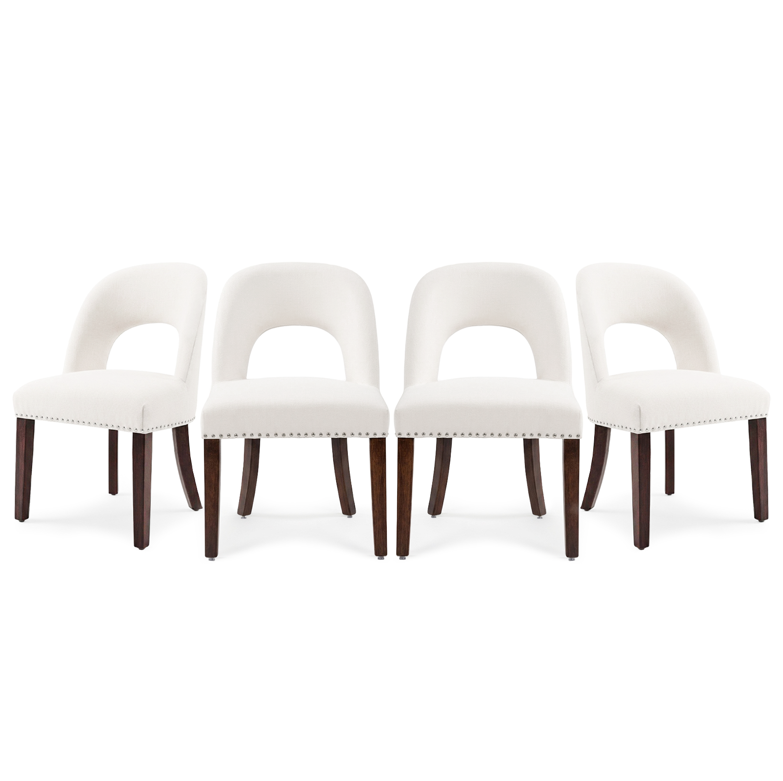 Drlovely Farmhouse Hollow Back Dining Chairs with Nailhead Trim & Rubberwood Legs