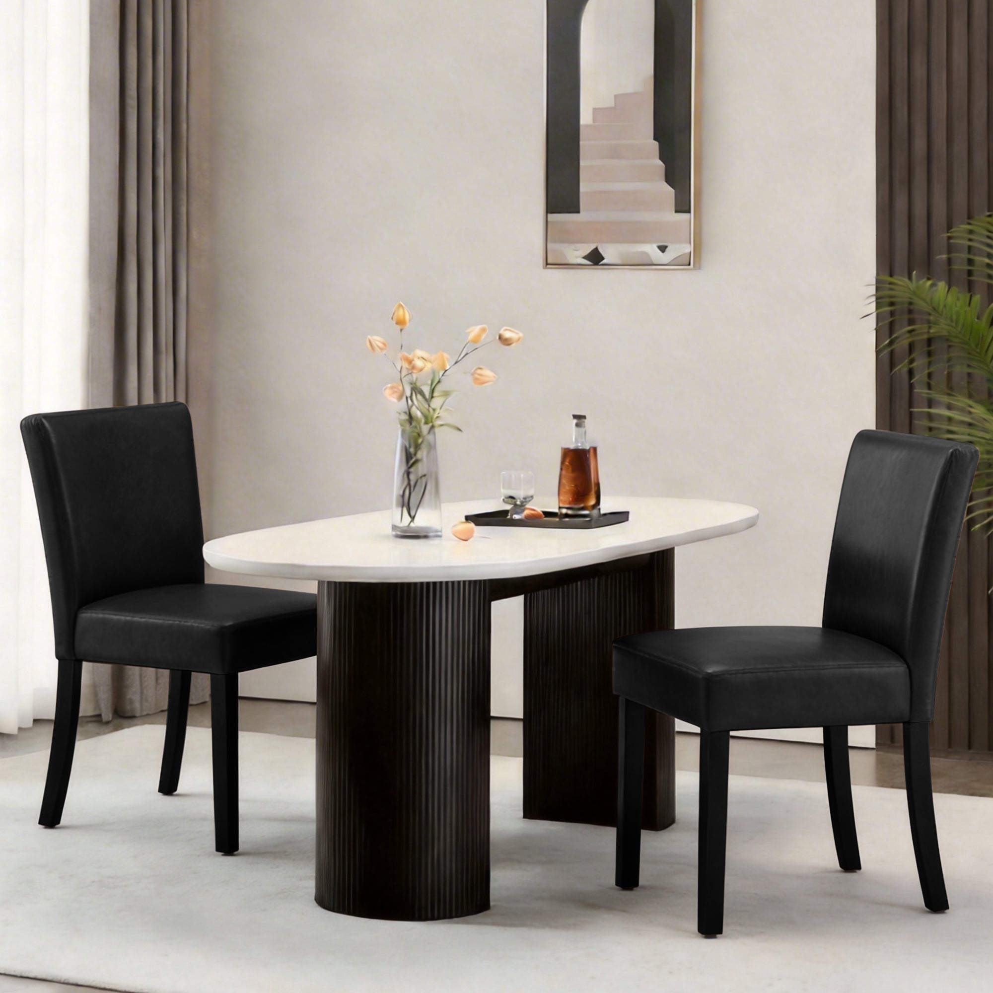 Drlovely Modern High-Back Dining Chairs with Rubberwood Legs