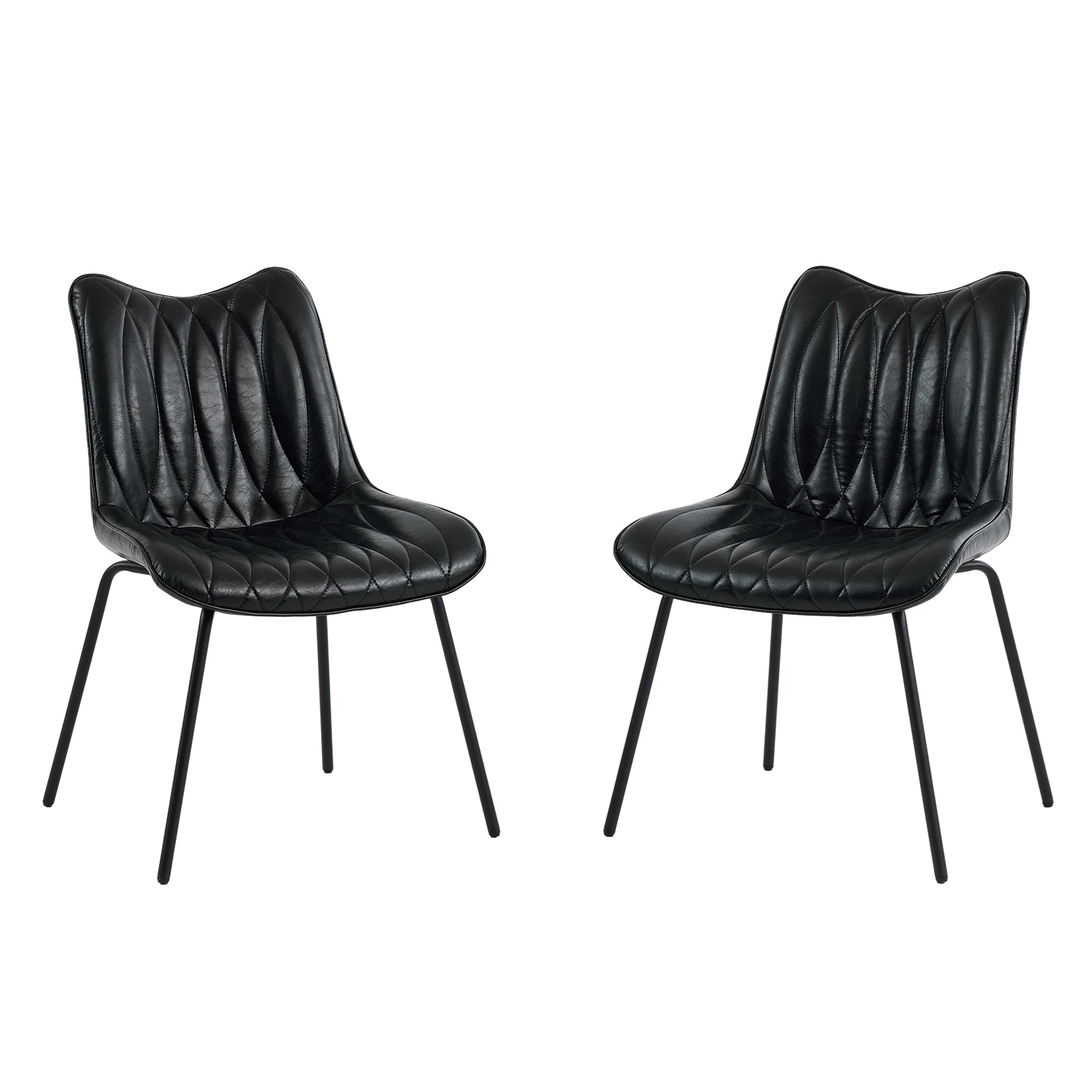 Drlovely Modern PU Leather Dining Chair with Black Iron Legs & Ergonomic Backrest
