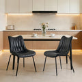 Drlovely Modern PU Leather Dining Chair with Black Iron Legs & Ergonomic Backrest