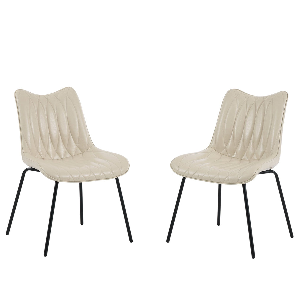 Drlovely Modern PU Leather Dining Chair with Black Iron Legs & Ergonomic Backrest