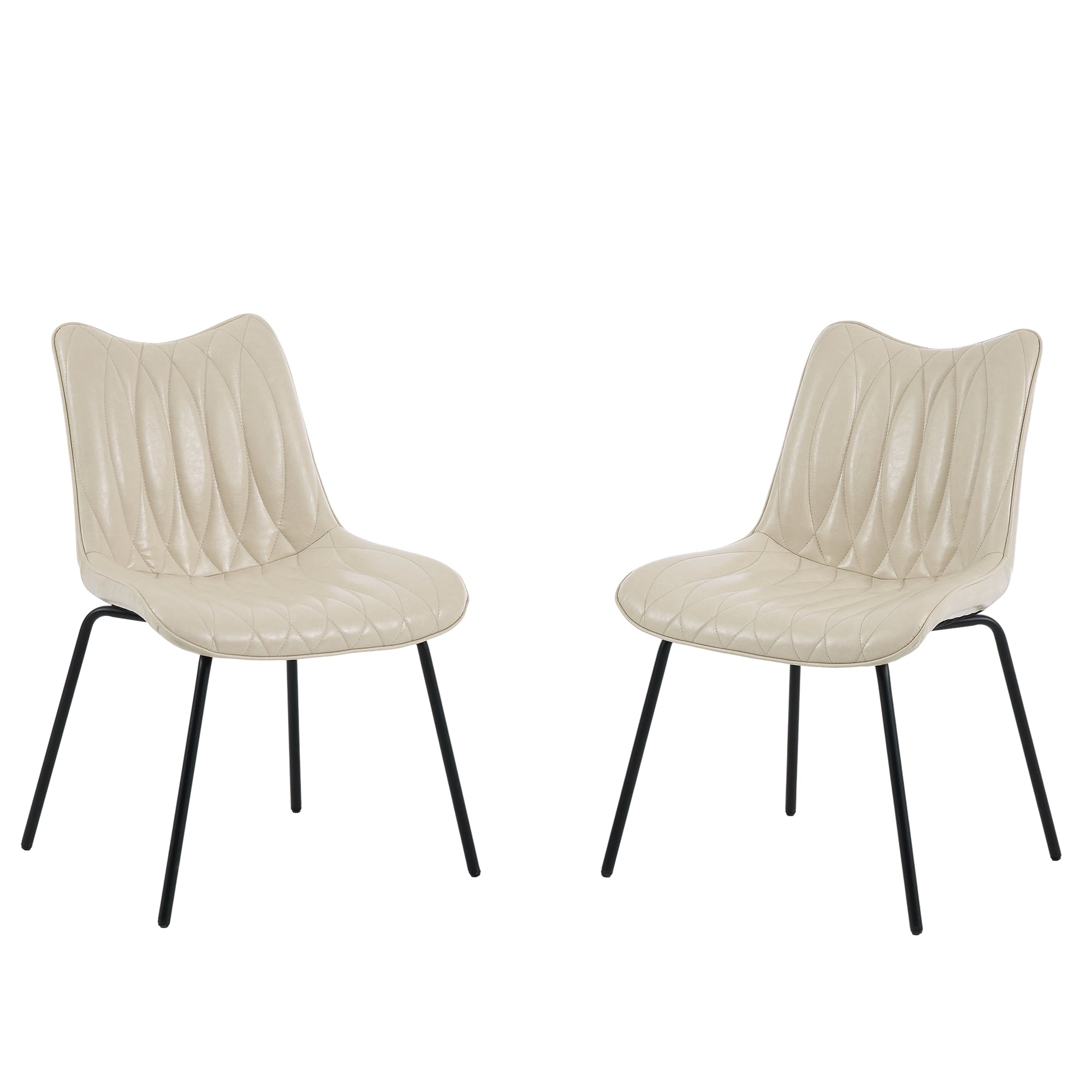 Drlovely Modern PU Leather Dining Chair with Black Iron Legs & Ergonomic Backrest