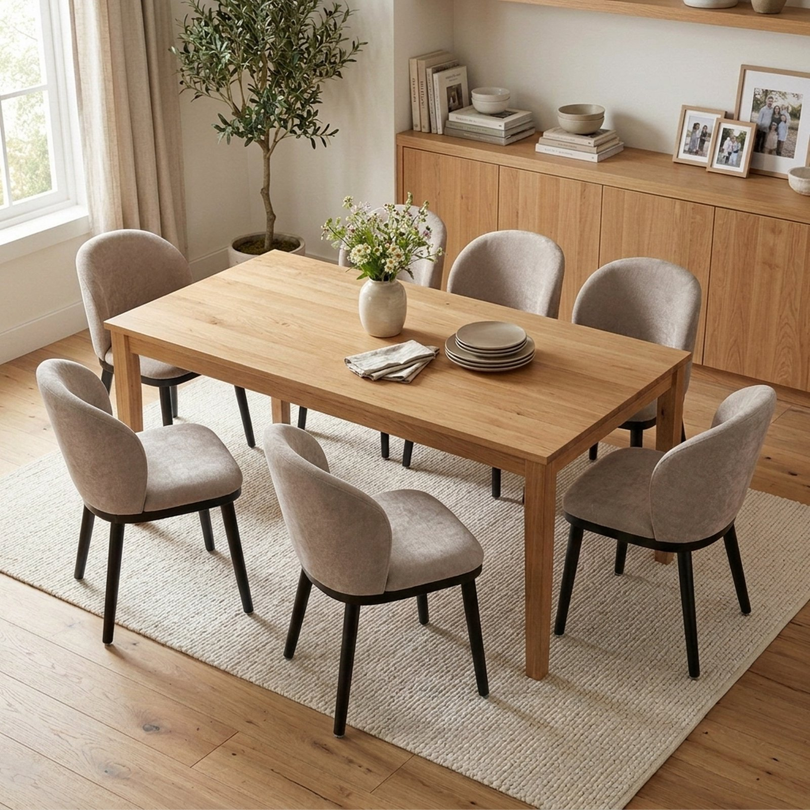 Drlovely Modern Armless Dining Chairs with Solid Wood Frame & Chenille Upholstery