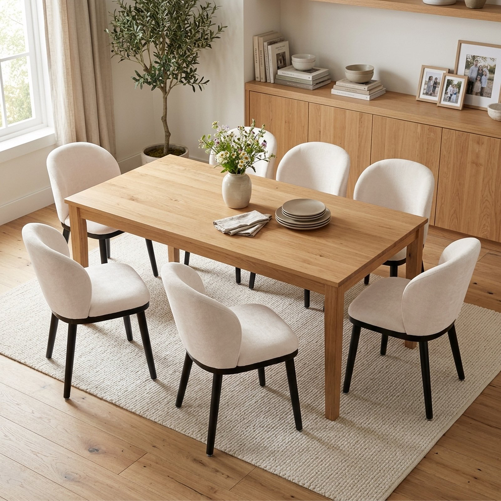 Drlovely Modern Armless Dining Chairs with Solid Wood Frame & Chenille Upholstery