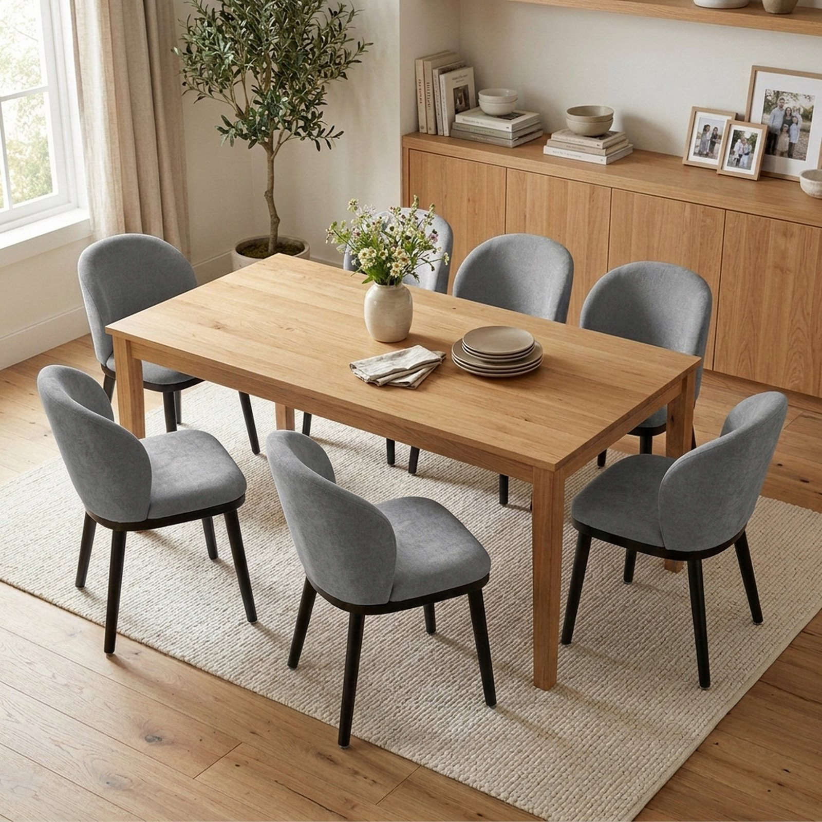 Drlovely Modern Armless Dining Chairs with Solid Wood Frame & Chenille Upholstery