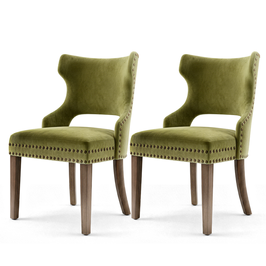 Drlovely Mid-Century Modern Upholstered Dining Chairs with Rubberwood Legs & Nailhead Trim