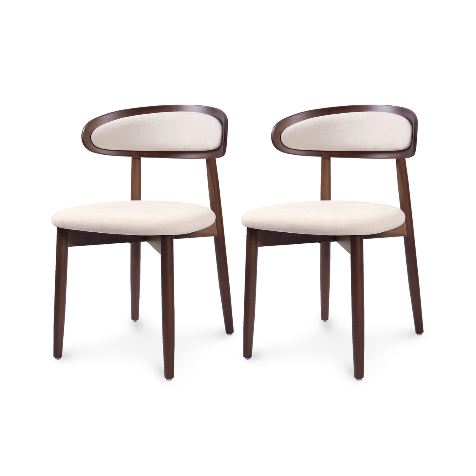 Drlovely Mid-Century Oval Back Side Chair Dining Chairs with Chenille Fabric & Rubberwood Legs