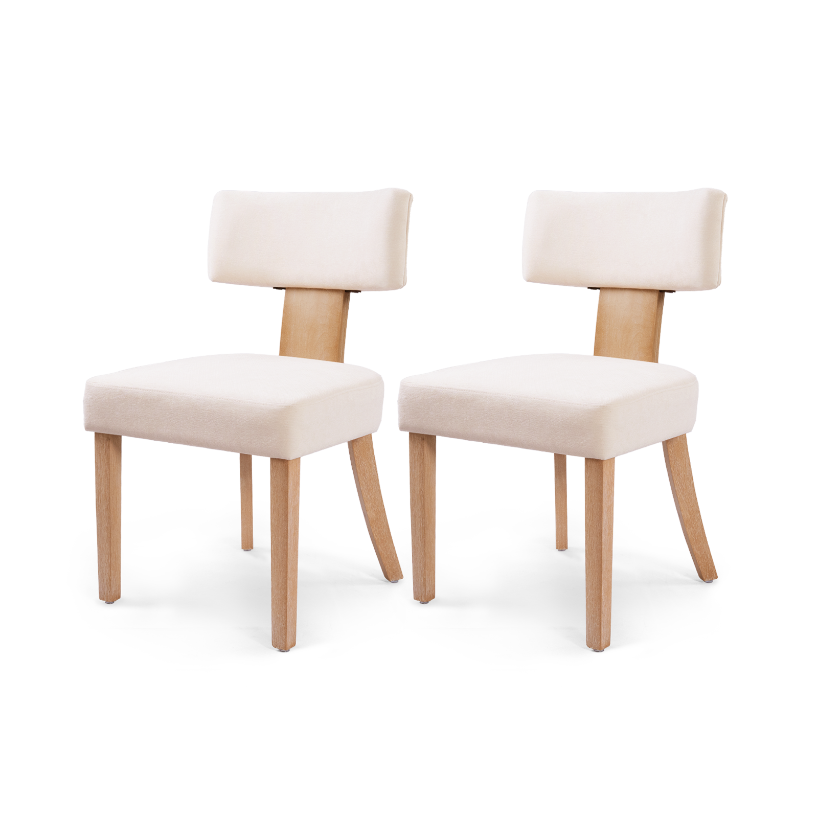 Drlovely Minimalist Chenille Dining Chairs with Rubberwood Legs & T-Back Design